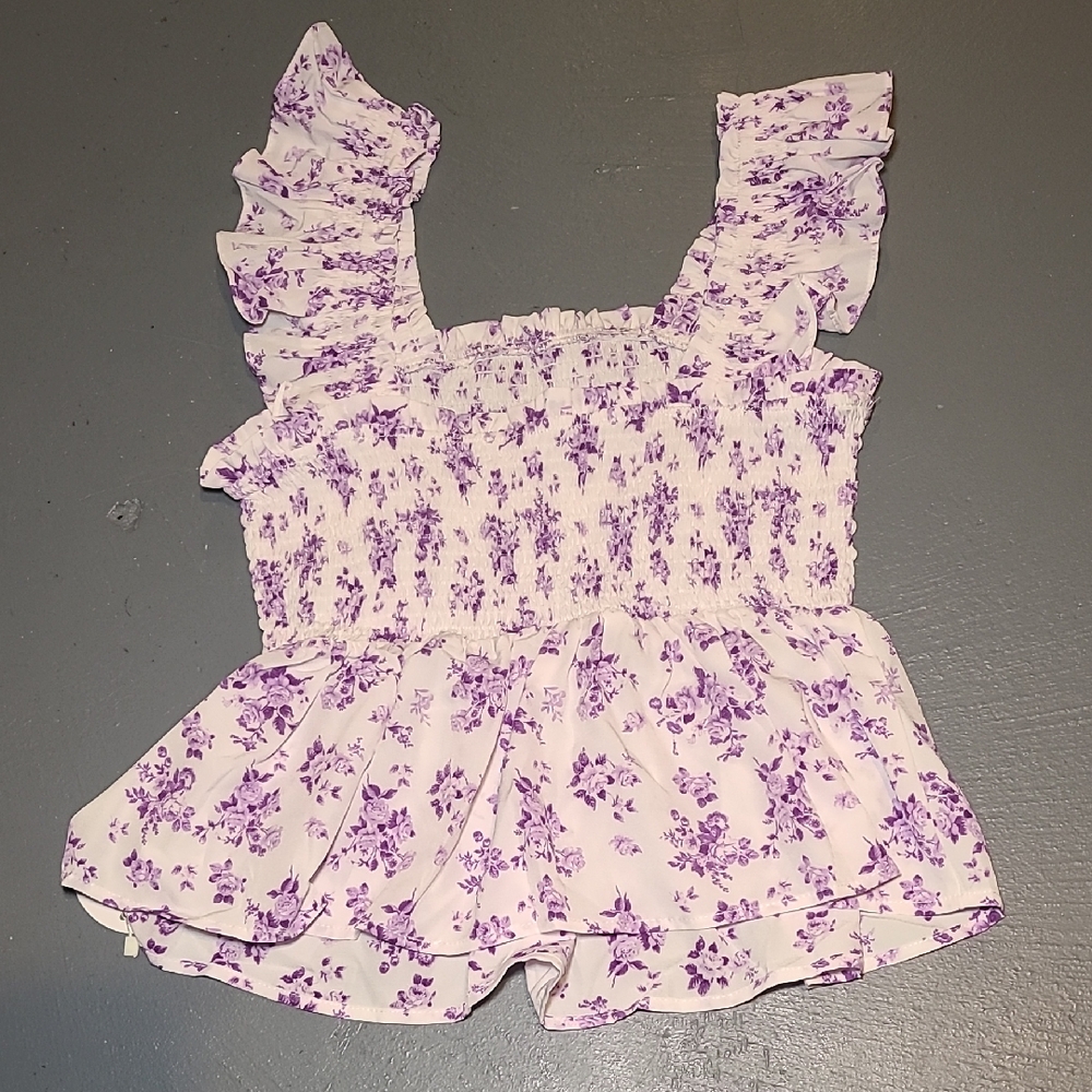 SHEIN Purple Floral Blouse